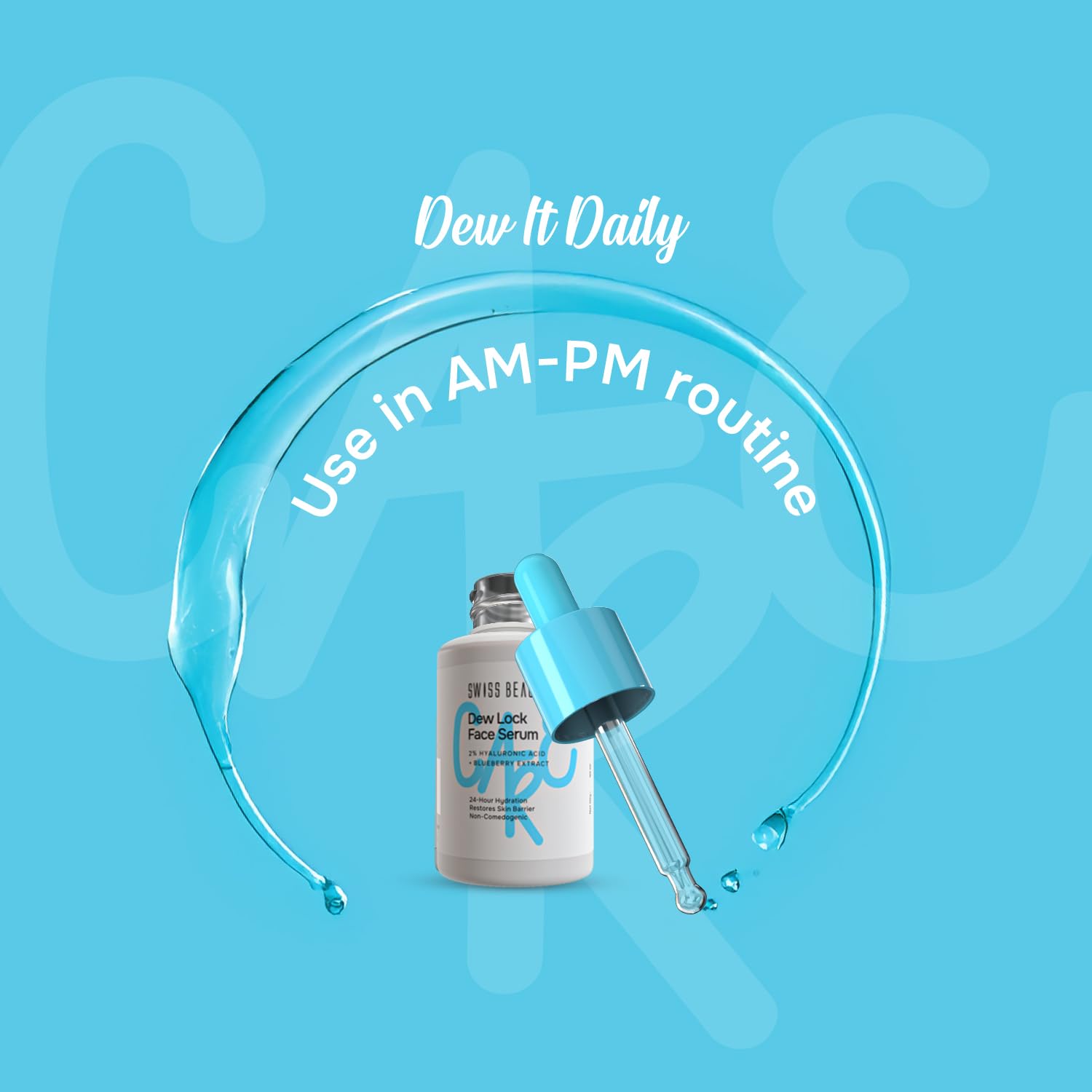 Swiss Beauty Care Dew Lock Face Serum | 24-Hour Hydration | 2% Hyaluronic Acid & Blueberry Extract | Lightweight | 30ml