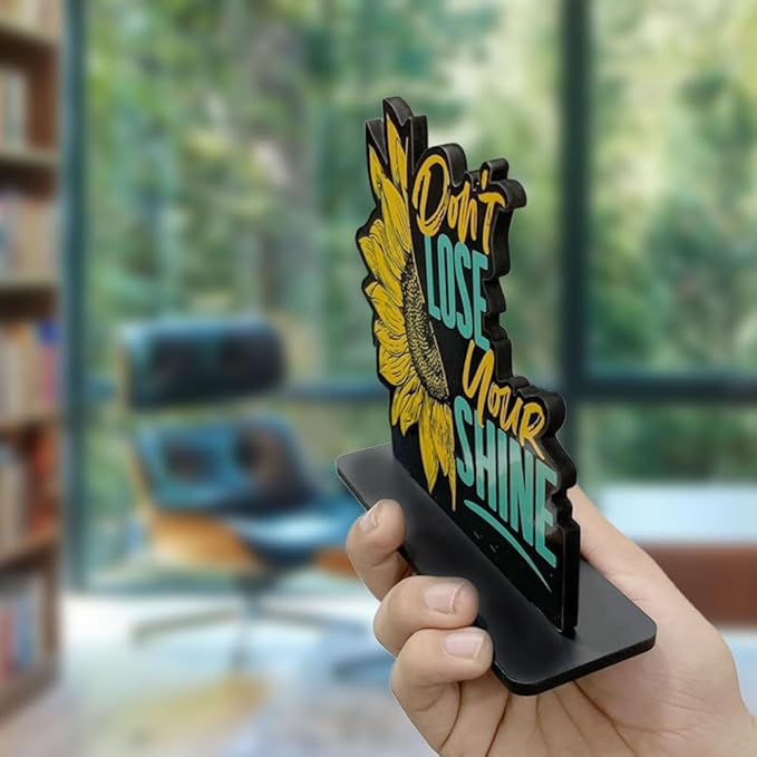 Artvibes Wooden Idols and Figurine Don't Lose Your Shine Positive Quotes Table Decoration for Office Desk | Home Decor Item