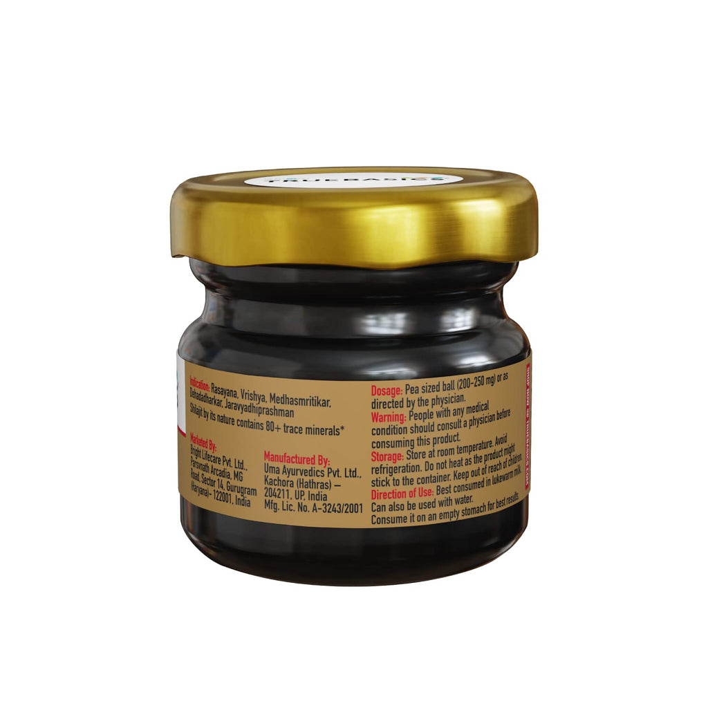 TrueBasics Shilajit Resin (20g) | 80+ Trace Minerals, Ultra Purified, High Fulvic Acid | For Immunity, Strength & Stamina