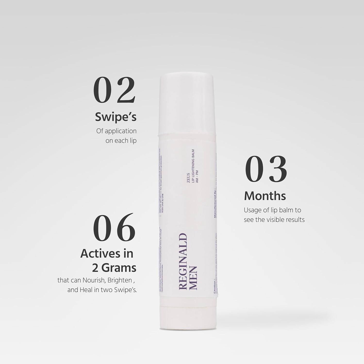 Reginald Men Zeus - Lip Balm SPF 30 PA+++ 5g | Brightens Smoker Lips & Repairs Skin Barrier | Softens & Smoothens Rough Texture | Fights Dryness & Pigmentation, Protects from Sun Darkening