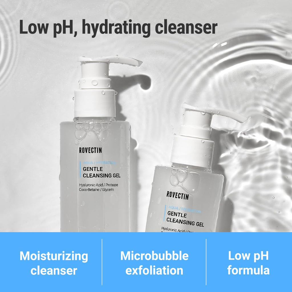 ROVECTIN Aqua Cleansing Gel (Conditioning Cleanser) Hydrating pH Balanced Facial Wash for Sensitive, Dry Skin | No Stripping, Fragrance-Free | Vegan, Korean Skincare