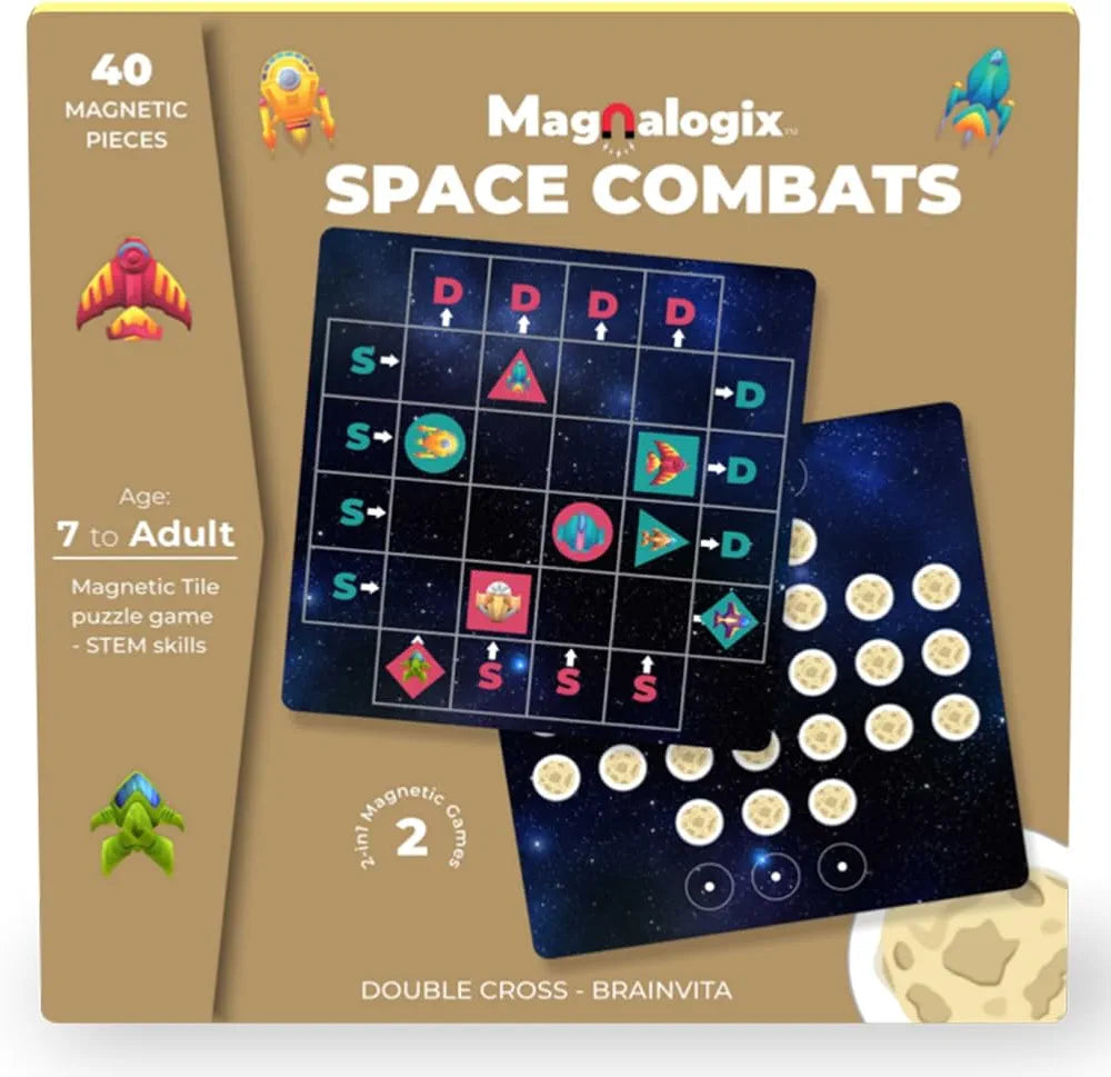 Pelikas Toyz Magnalogix Magnetic Travel Games for Kids 7+ Years Old Gifts for Boys Girls Strategy Logic Games - Double Cross & Brainvita - 2 in 1