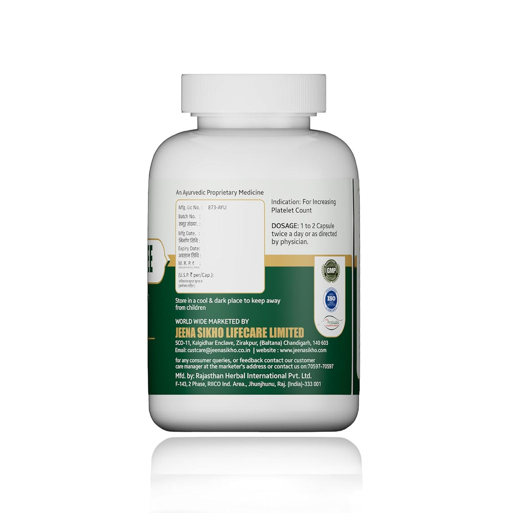 Jeena Sikho Js-Platojee Capsules | Platelet Increasing Herbal Supplements - 60 Caps