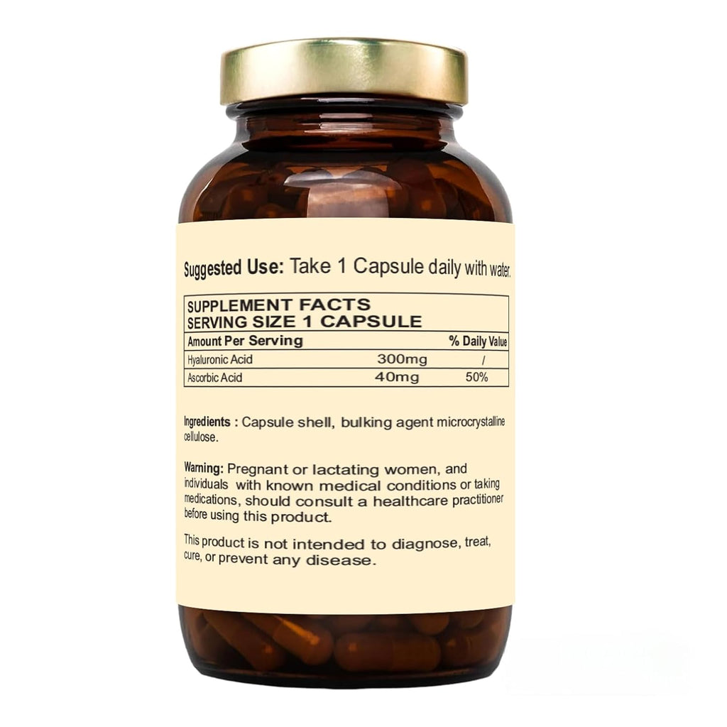 Nutraliebe Hyaluronic Acid 300mg - Premium Joint & Skin Support, Non-GMO, 90 Capsules
