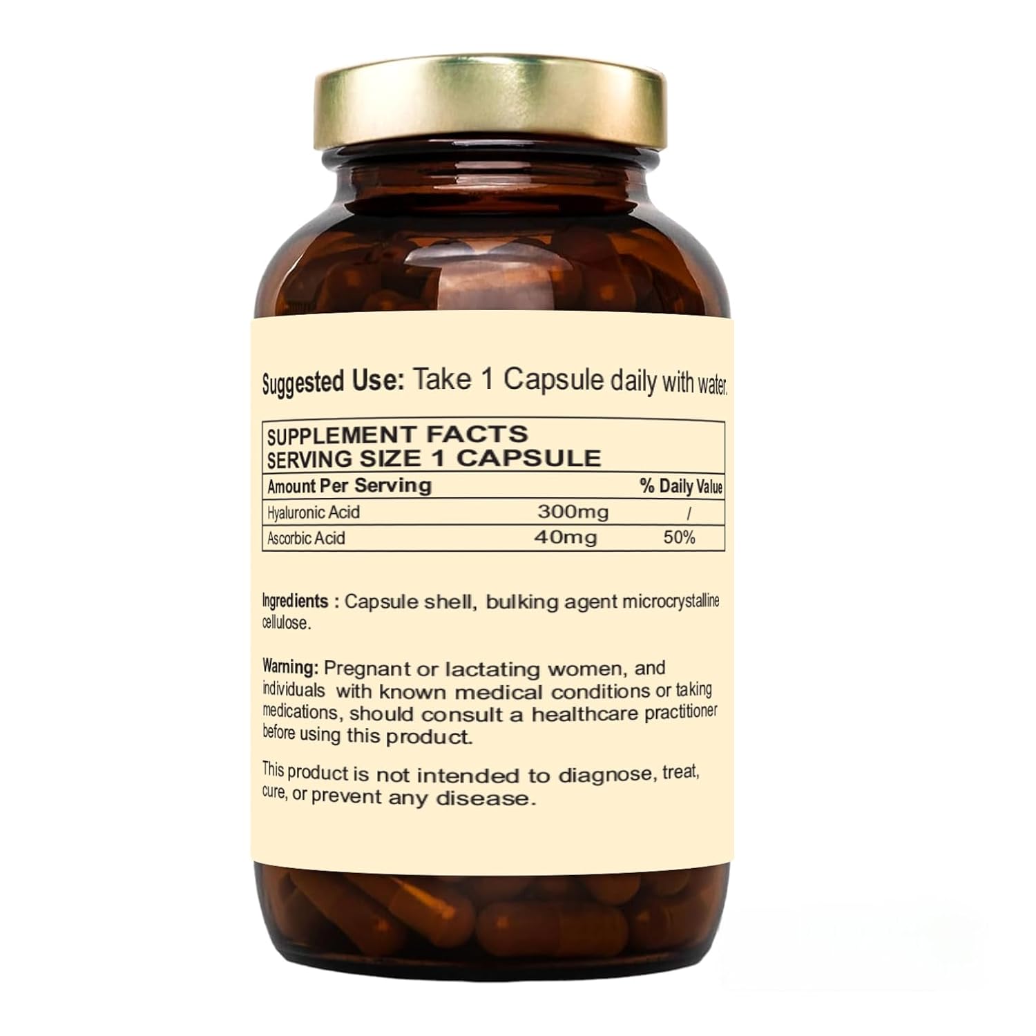 Nutraliebe Hyaluronic Acid 300mg - Premium Joint & Skin Support, Non-GMO, 90 Capsules