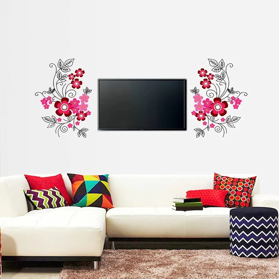 Rangoli PVC New Modern Art Aesthetic Flower Design Large Wall Sticker Size-50Cm*70Cm
