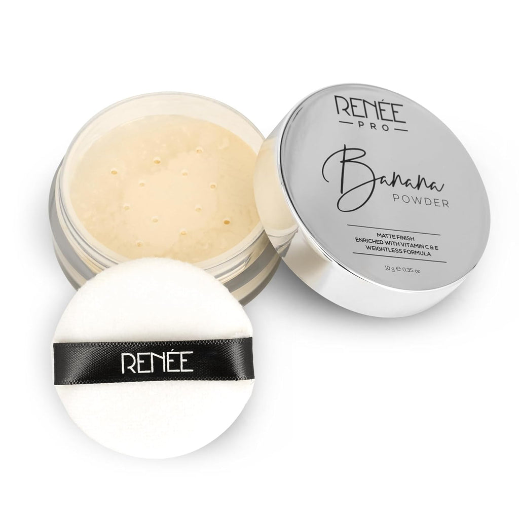 RENEE Pro Banana Loose Powder - Medium Beige - Sets Makeup, Extended Wear & Controls Shine - Vitamin C & E Infused Formula For Flawless Mattified Skin - 10 Gm - All Skin Type