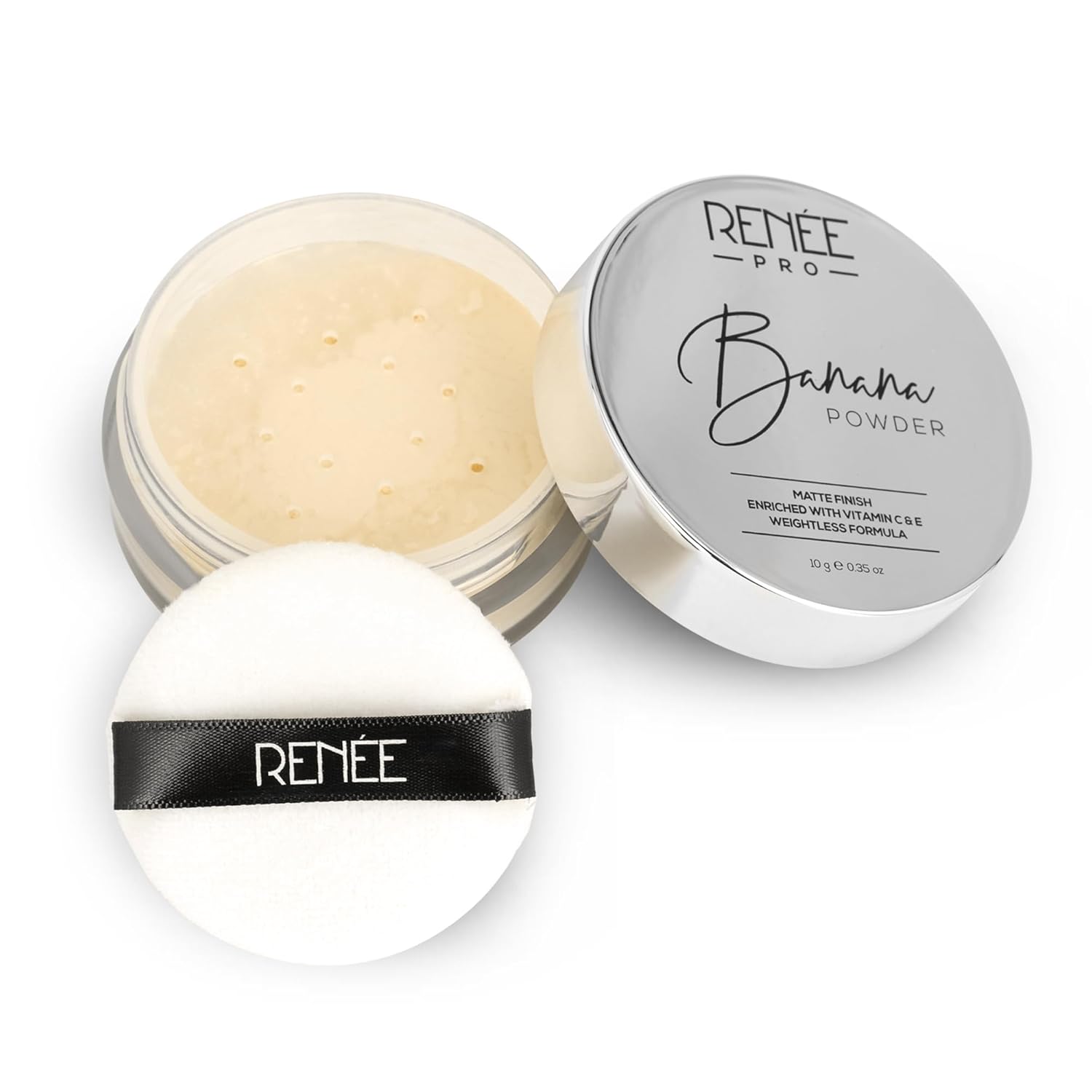 RENEE Pro Banana Loose Powder - Medium Beige - Sets Makeup, Extended Wear & Controls Shine - Vitamin C & E Infused Formula For Flawless Mattified Skin - 10 Gm - All Skin Type