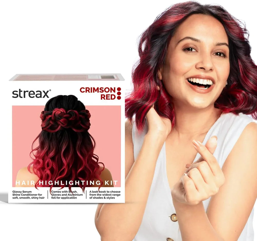 Streax HC Highlighting Kit Red Hair Colour, Crimson Red -  180 Gms