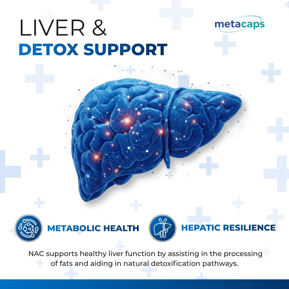 MetaCaps Pure NAC (N-Acetyl L-Cysteine) 600mg – 90 Veg Capsules | High-Bioavailability Precursor to Glutathione | Advanced Detox, Liver & Lung Support | Powerful Cellular Antioxidant | Non-GMO & Vegan