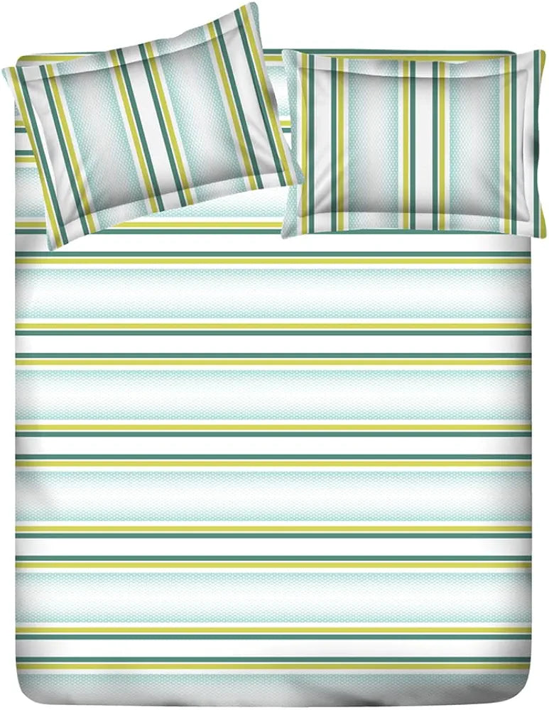 Layers Duracount Bedsheet Set for All Seasons Lightweight 225 CVC King Size Sky Blue/Green