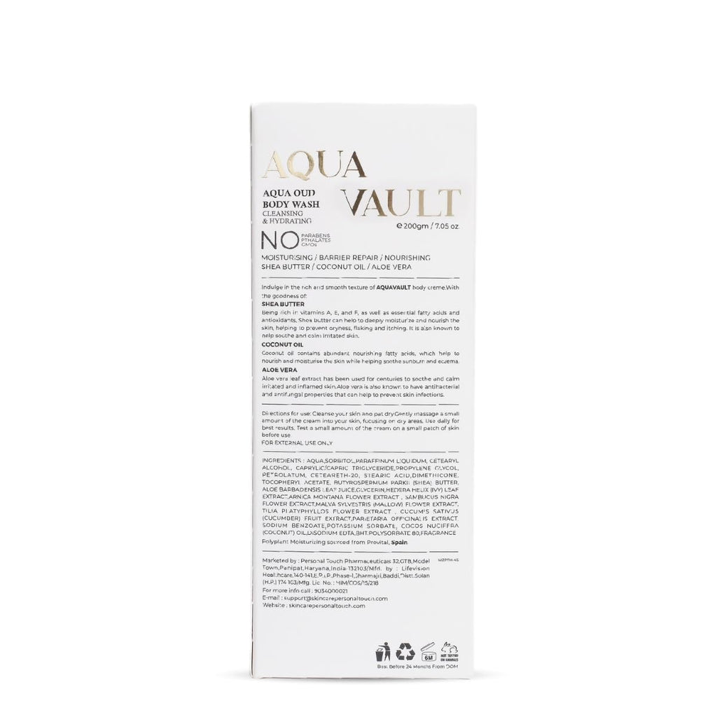 PERSONAL TOUCH SKINCARE Aqua Vault Aqua Oudh Body Wash Hydrating Body Wash with Glycerin Extract, Cleanses & Hydrates the Skin, 200ml