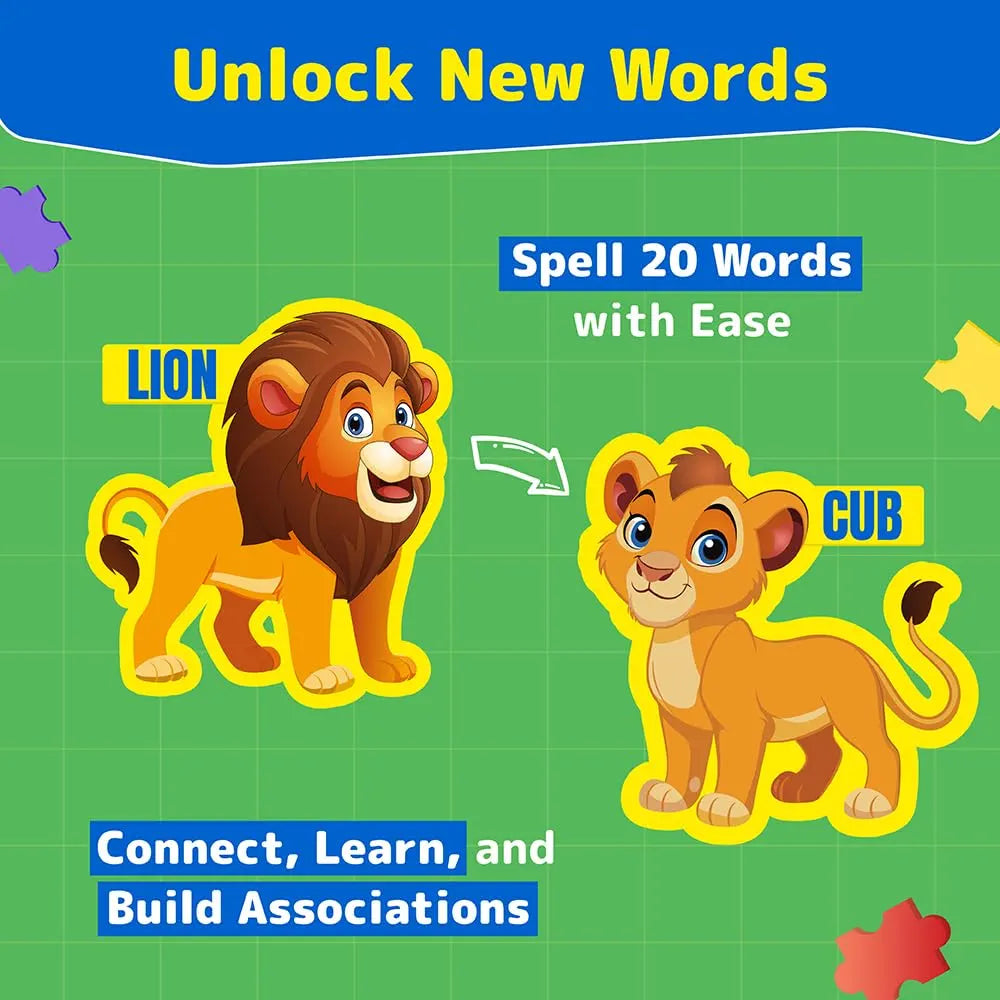 Funtad Puzzle Up Learn Animal Babies 10-in-1 Entry Level Puzzle 45 Big Size Jigsaw Pieces Montessori Educational Toy for Boys & Girls Age 3, 4 & 5 yrs