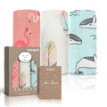 DOTMOM Pure Organic Bamboo Swaddle Wrap Softer Than Cotton Muslin Swaddlers for Newborn Baby Receiving Blanket & Wrappers | Baby Towel Gift Pack for Newborn Babies 120X120 CM, 0-18 Months, Pack of 3
