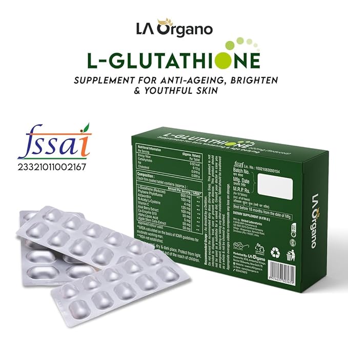 La Organo L Glutathione Tablets for Healthy, Brightening & Radiant Skin for Men & Women - 30 Capsules