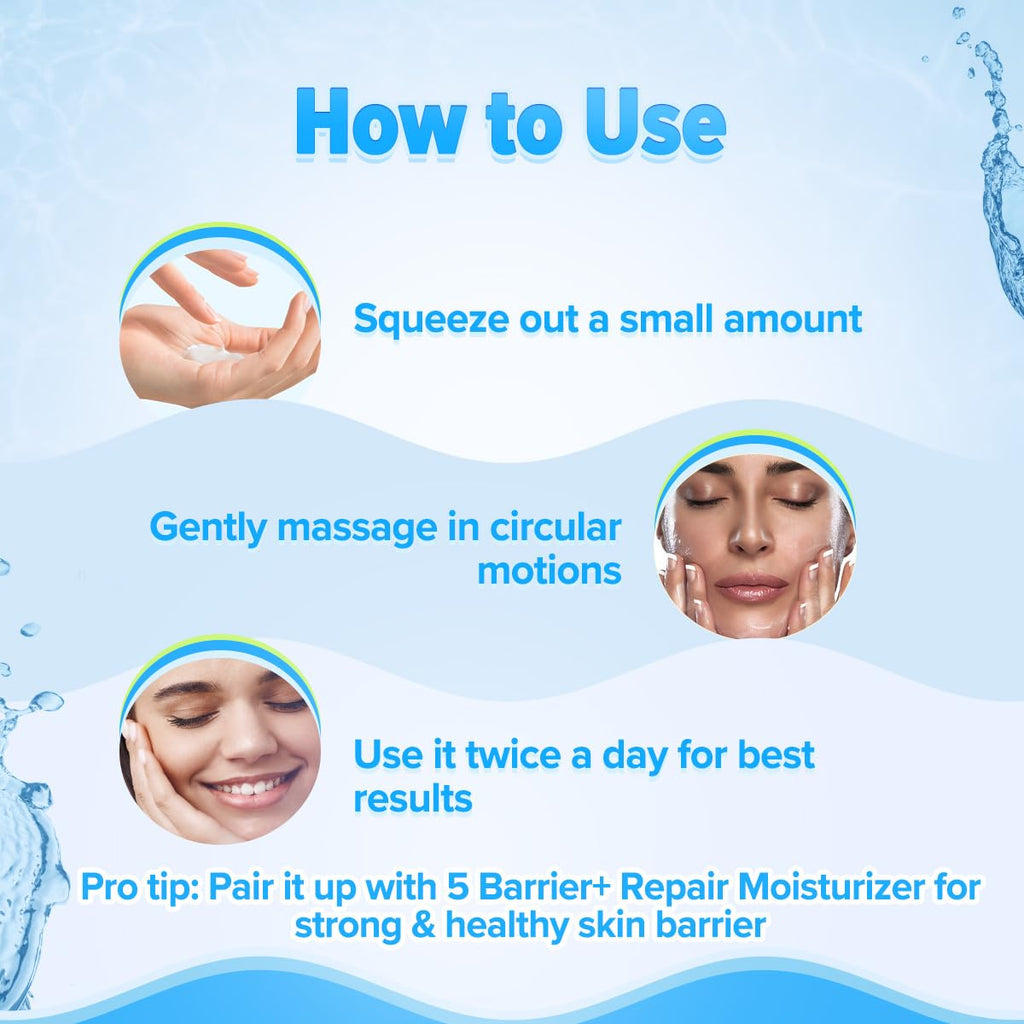 Aqualogica 5 Barrier+Repair Gentle Face Cleanser With Avocado&5 Essential Ceramides-100Ml| Dry To Normal,Sensitive Skin|Strengthens Skin Barrier|Non-Oil Stripping|Gently Cleanses&Hydrates|Men&Women