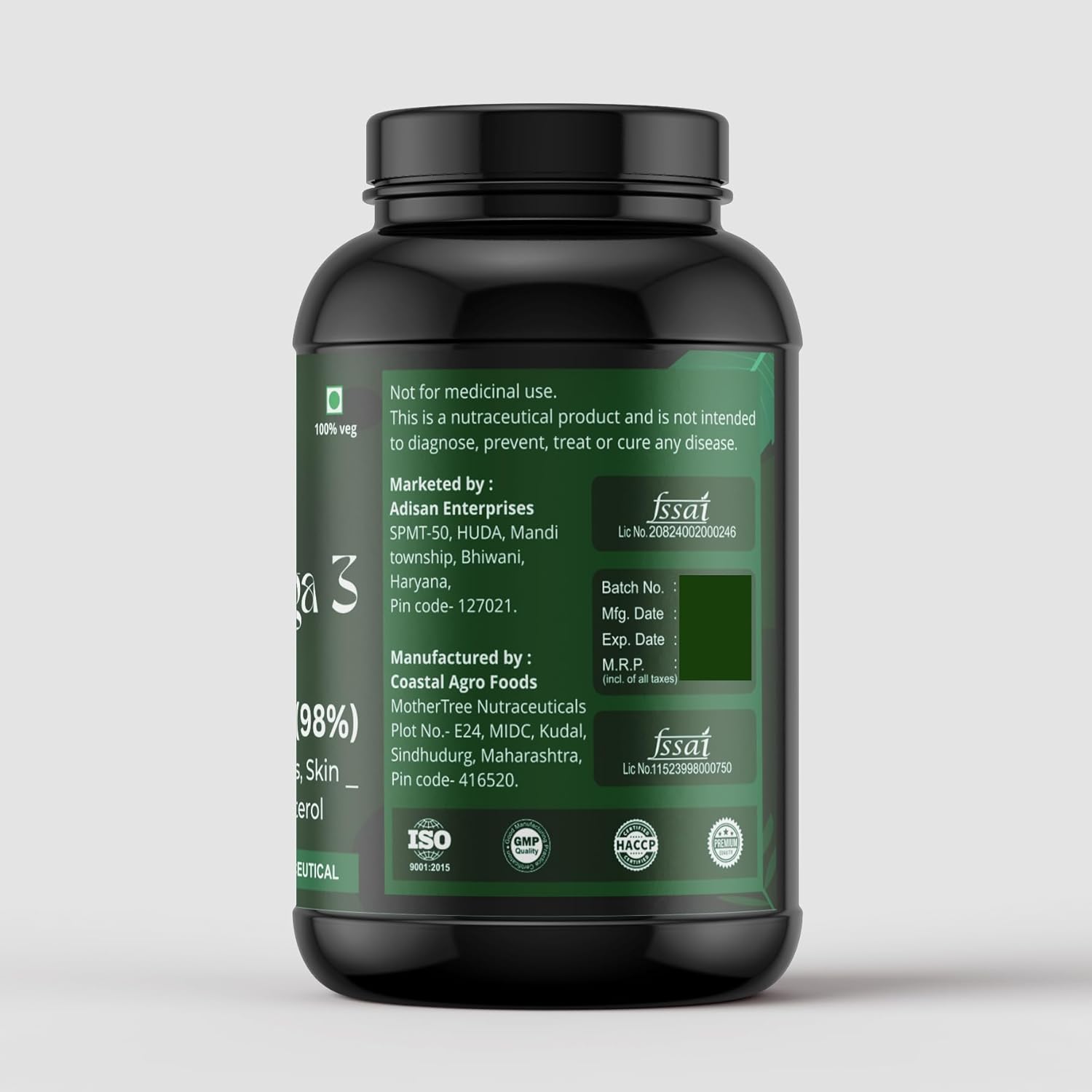 VITAL LIFE Vegan Omega 3 Vegetarian Capsules, 60 Caps | 98% DHA & EPA, Sea Buckthorn Berry, Algal DHA & Flaxseed Extract, Heart, Brain, Joint & Skin Health