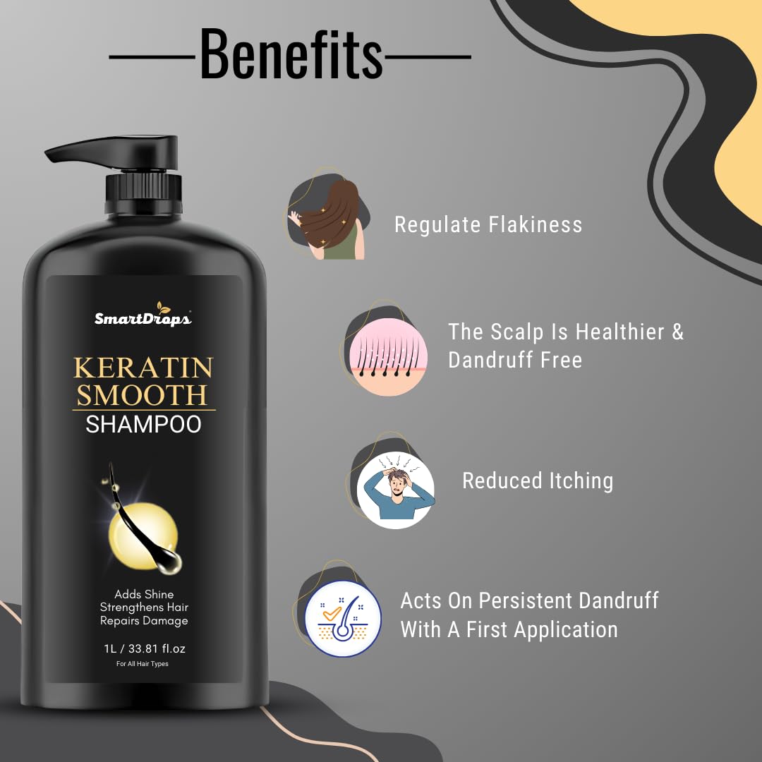 Smartdrops Shampoo 1 Litre for Frizzy & Dry Hair | Dandruff Care & Hair Fall Control Shampoo | Women’s Hair Shampoo | Pack of 1