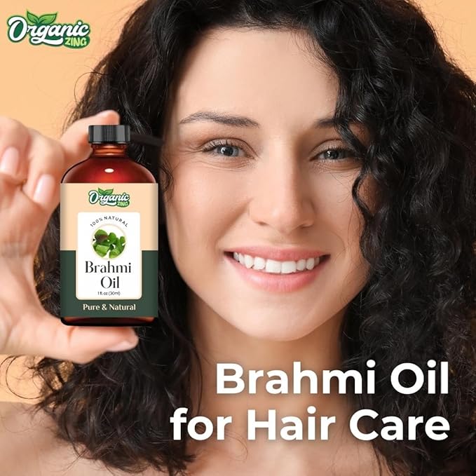 Organic Zing Brahmi Oil Pure & Natural for Skin, Face, Hair Care - 30 Ml