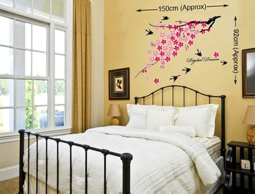 Decals Design Flower Branch with Birds Wall Sticker ,Multicolour