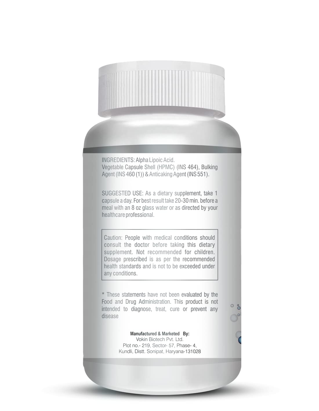 Vokin Biotech Alpha Lipoic Acid (ALA) 300 mg- Support Nerve Health & Sugar Metabolism (90 Capsules))
