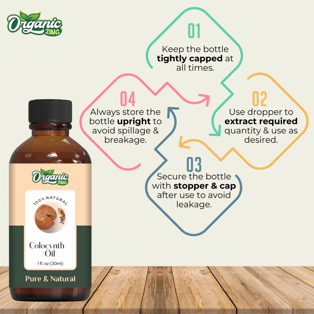 Organic Zing Colocynth (Citrullus Colocynthis) Oil | Essential Oil for Skincare and Hair Care - 30 Ml