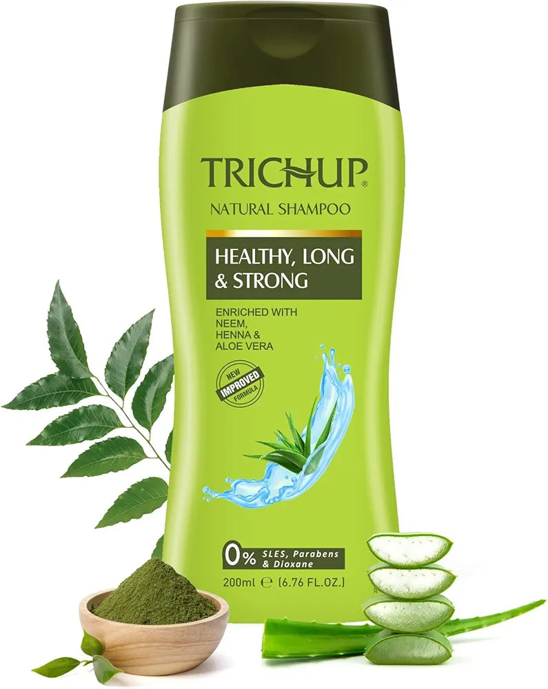 Trichup Healthy, Long & Strong Hair Shampoo with Aloe Vera, Neem & Henna - 200 ml
