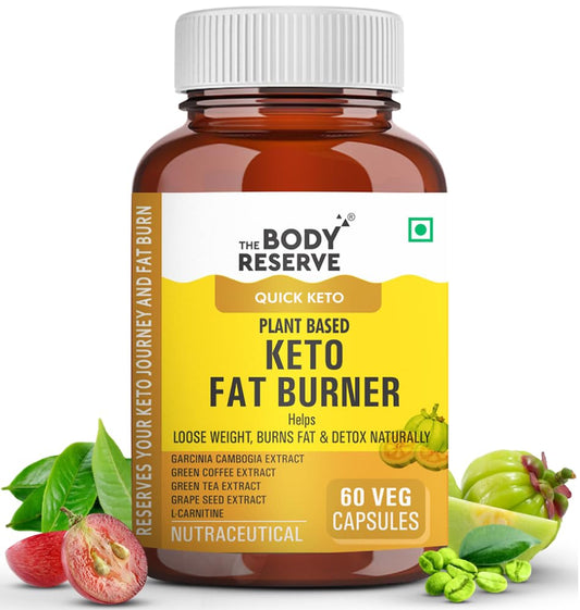 The Body Reserve Keto Fat Burner Capsules | Weight Loss Supplement with 1000mg Garcinia Cambogia, Green Coffee & Green Tea Extract | Daily Weight Loss Burner for Men & Women | Metabolism Support | 60 Veg Capsules