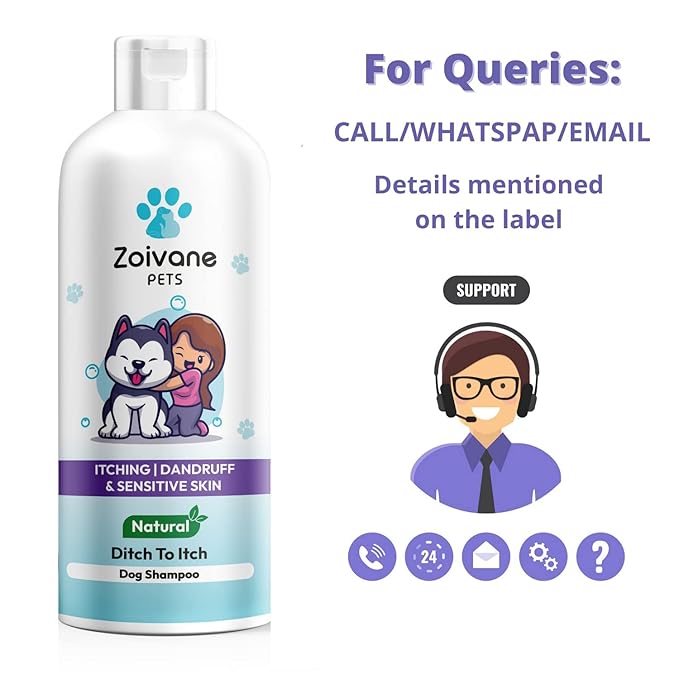 Zoivane Dog Shampoo | Ditch to Itch & Dog Anti Dandruff Shampoo - 500 Ml | Pet Shampoo for Dogs | Pack of 2
