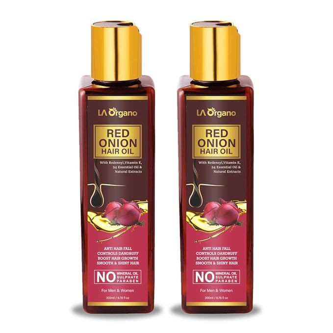 La Organo Red Onion Hair Oil for Complete Hair Solution - 200 Ml | Pack of 2