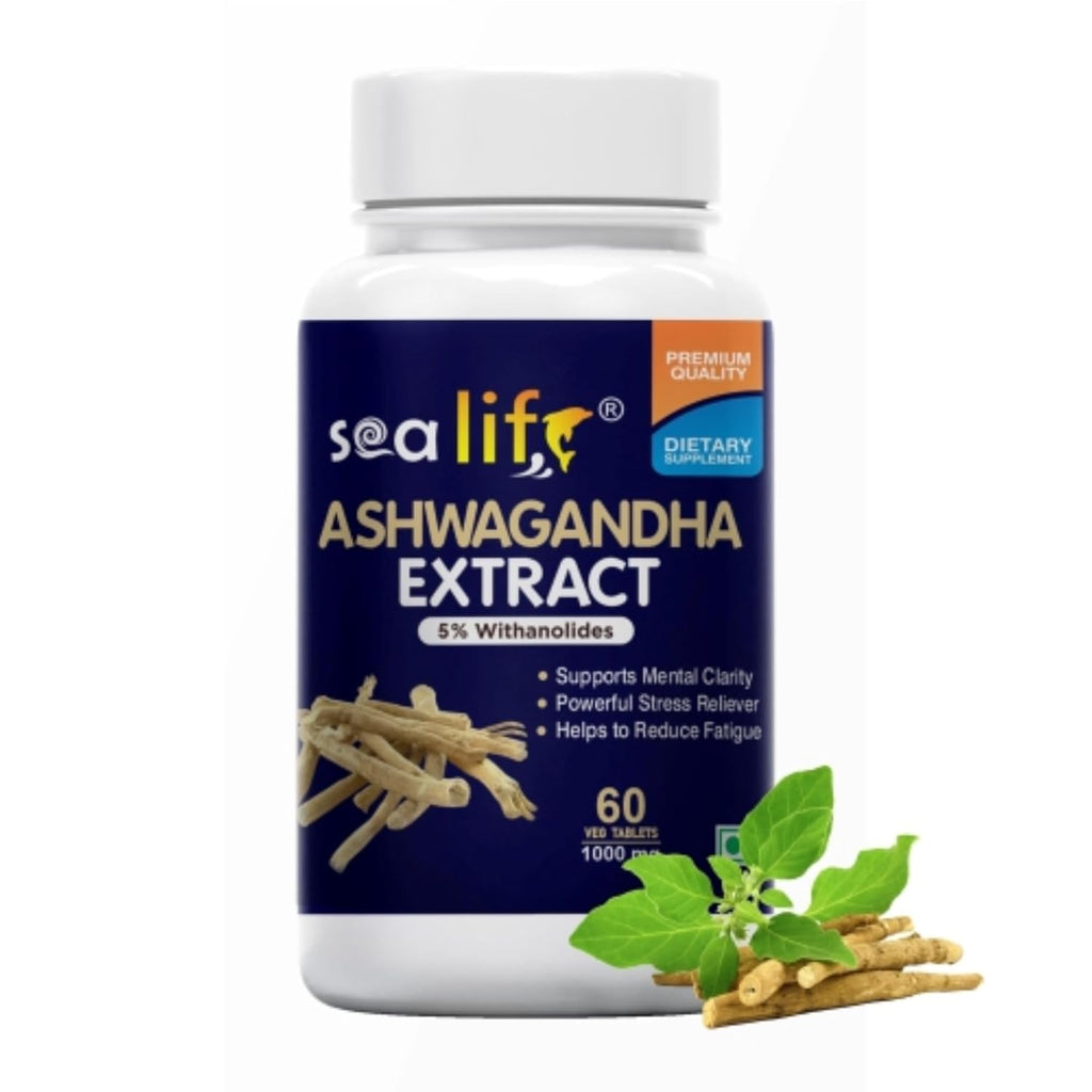Sea Life Ashwagandha Extract (60 Tablets) 100% Natural Ashwagandha | Stress Relief | Help to Reduced fatigue | Immunity Booster