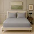 Trance Home Linen 300 TC Bamboo Fitted Queen Size Bedsheet Soft Breathable & Eco-Friendly Bedsheet with 2 Pillow Cover  Colour Silver Grey
