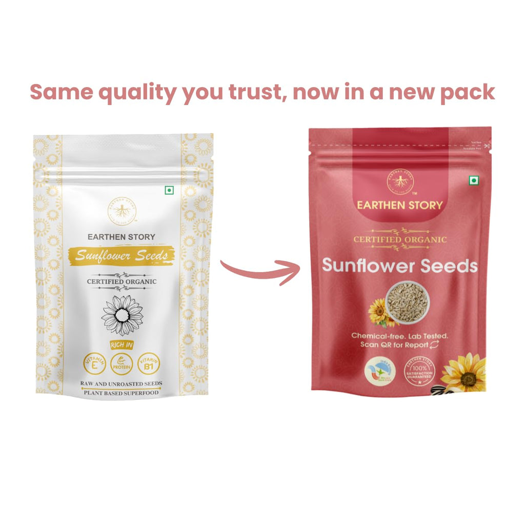 Earthen Story Pumpkin & Sunflower Seeds Combo 500g (250g Each) - Certified Organic, Raw & Unroasted Super Seeds | High Protein, Fiber, Omega-3 | Gluten-Free, Non-GMO Healthy Snack Mix