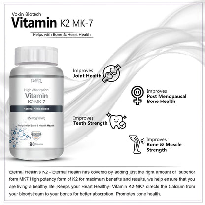 Vokin Biotech Vitamin K2 MK-7- Support Bone & Heart Health - 55mc Capsules