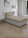 Trance Home Linen Premium 300 Tc Pure 100% Cotton Solid Single Size Fitted Bedsheet with 1 Pillow Cover Colour Grey