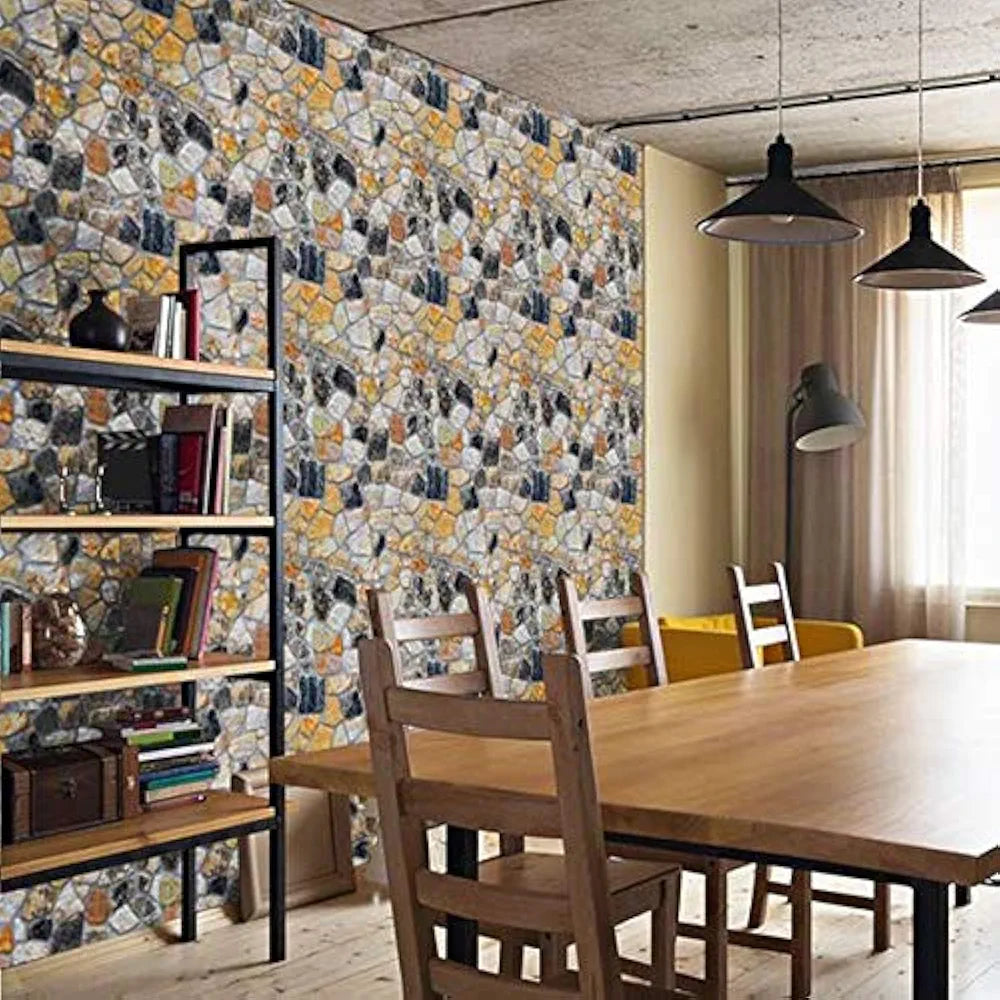 Jaamso Royals New 3d Effect Stone Peel and Stick Self Adhesive Wallpaper Wall Sticker Wallpaper 6