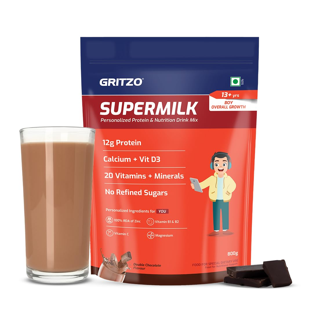 Gritzo Supermilk Overall Growth Powder 13+Y (Teen Athletes), Health Drink For Boys