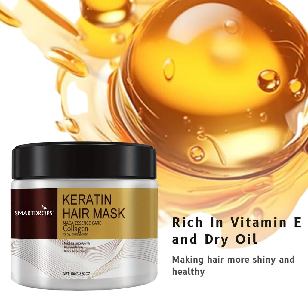 Smartdrops Keratin Hair Mask, Smooth Texture Formula, For All Hair Types, Soft Finish Care, (Pack of 1) (100 g)
