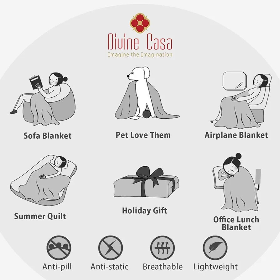 Divine Casa 120 GSM Microfiber Single Kids Dohar Soft & Lightweight Throw Blanket Paisley Pattern Colour Ivory & Beige