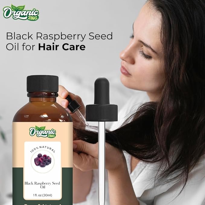 Organic Zing Black Raspberry Seed (Rubus Occidentalis) Oil | Carrier Oil for Skincare and Hair Care - 30 Ml
