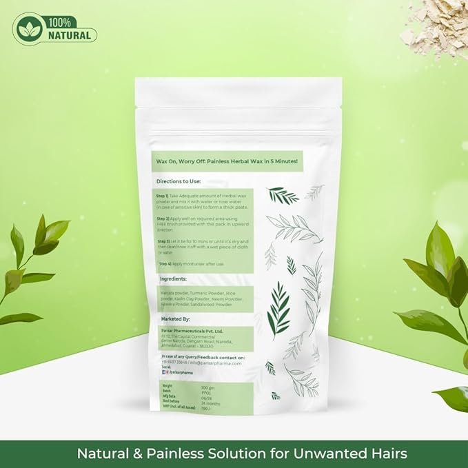 Parisar Pharma Herbal Wax Powder for Women and Men - 100 gms Each (Pack of 2)