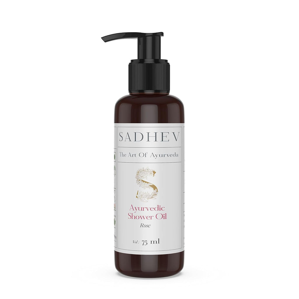 Sadhev Ayurvedic Shower Oil Goodness Of Rose For Hydration And Moistrization - 75 ml (Pack of 1)