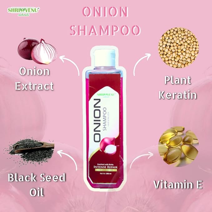 Shri Venu Onion Shampoo for Damaged & Weak Hair - 200 ml
