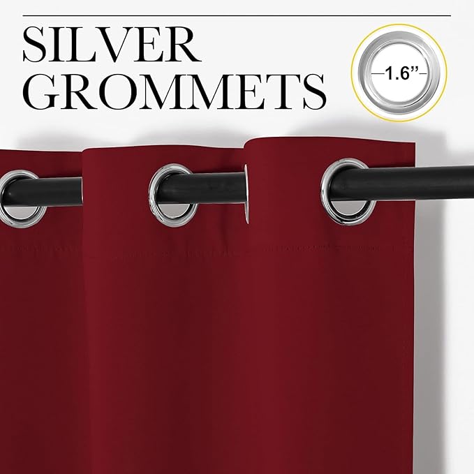 Loomlyfe Thermal Insulated Eyelet With 3 Layers Weaving Technology Superior 2 Piece Plain Solid Window Curtains | 5 Feet | Maroon