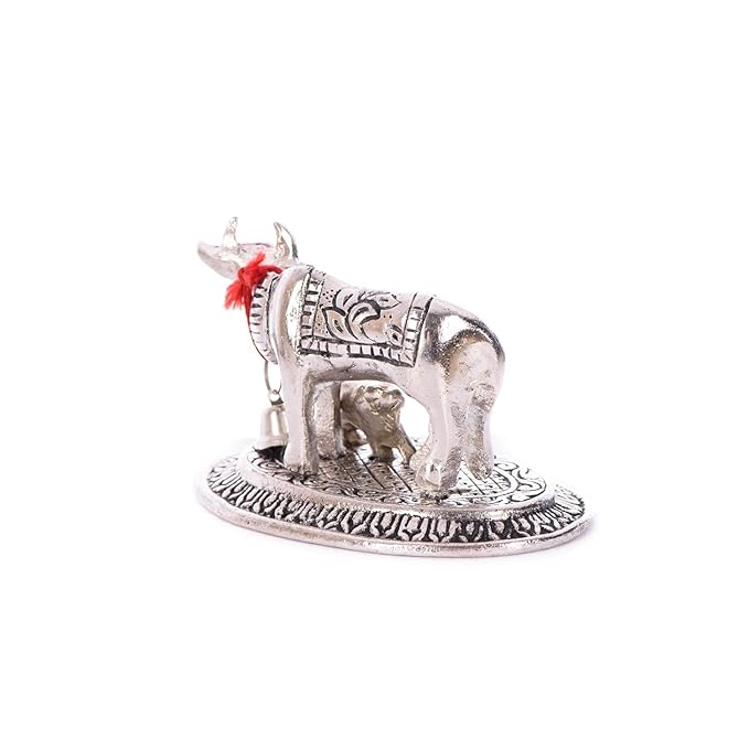 Ecraftindia Handcrafted Cow and Calf Figurine | Silver
