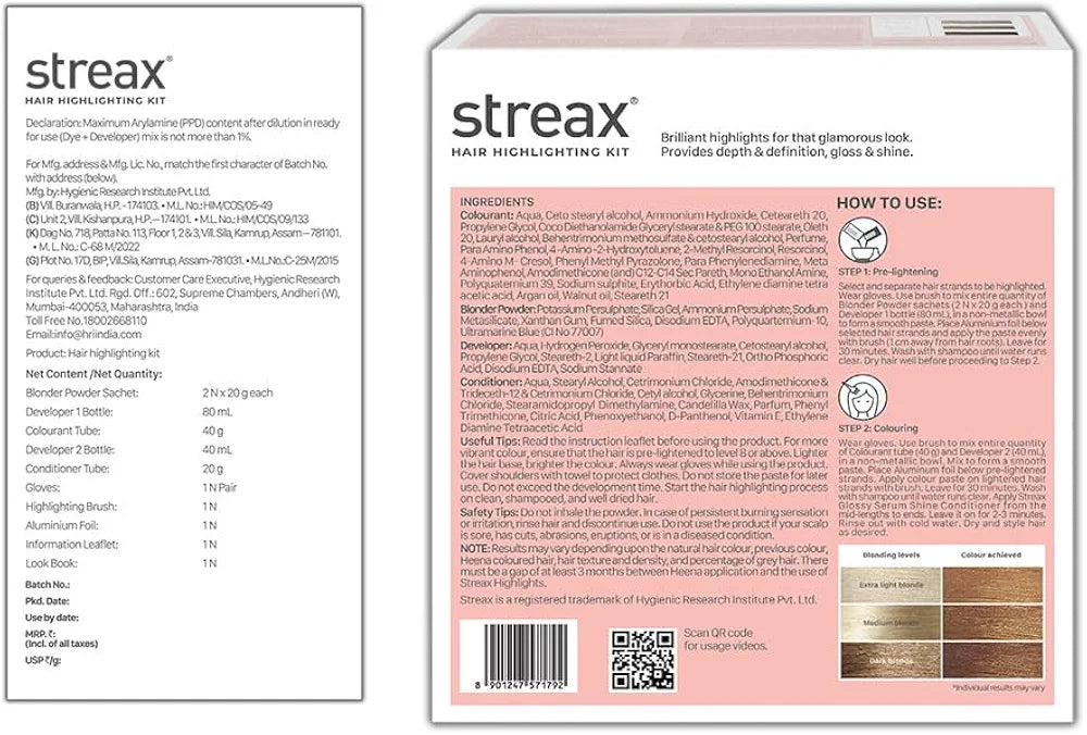 Streax Hair Colour Highlight Kit - 180 Gms