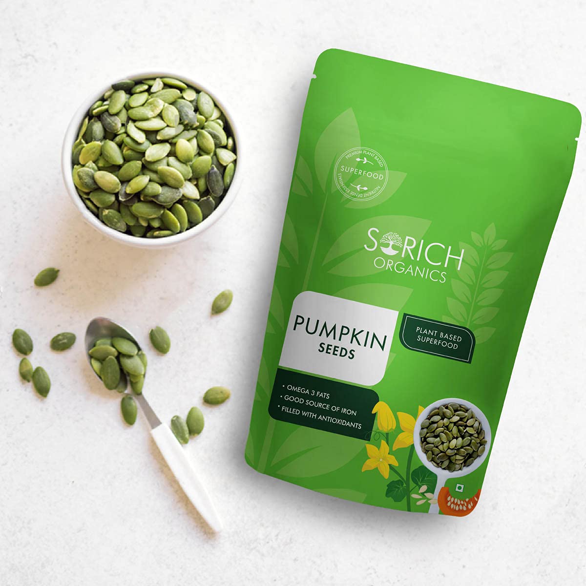 Sorich Organics Raw Pumpkin Seeds 400g | Unroasted Peptias 400gm | Healthy Snacks | Diet Food | Immunity Booster | High Protein, Vit E Rich Superfood