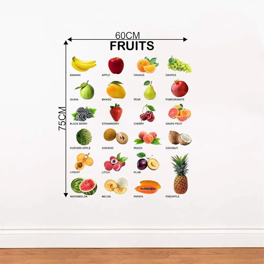 Decal O Decal Vinyl Fruits with Names for Kids Learning Kids Nursery Wall Stickers Self adhesive