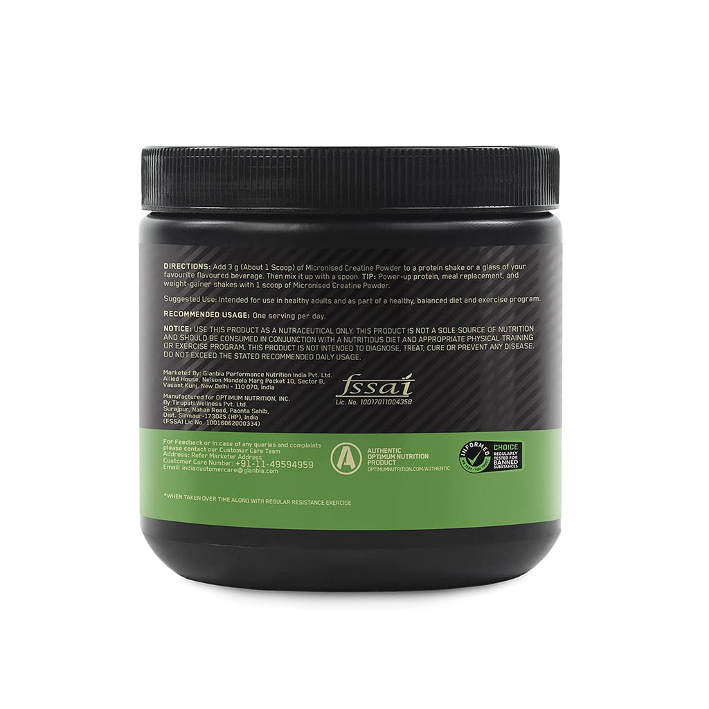 Optimum Nutrition (ON) Micronized Creatine Powder , 83 Serves, 3g of 100% Creatine Monohydrate per serve, Supports Athletic Performance & Power, Unflavored.
