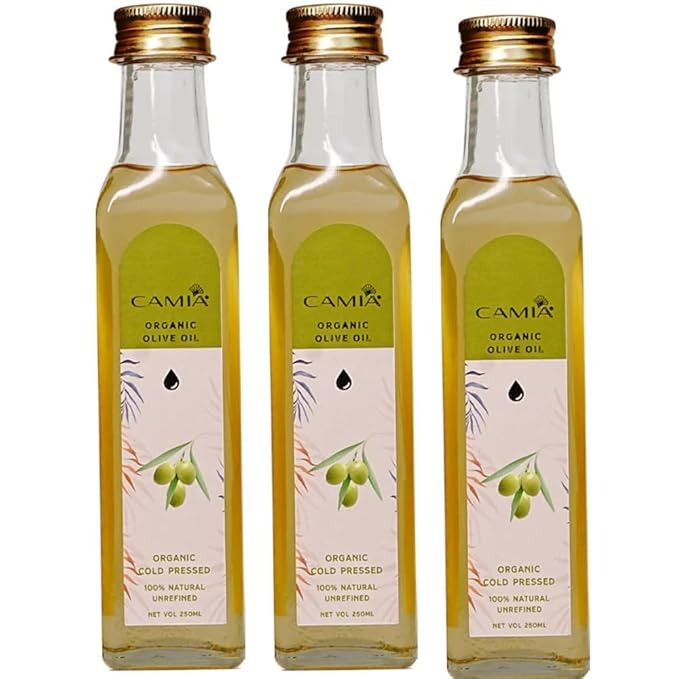 Camia - Organic Cold Pressed Olive Oil for Skin & Hair - 250 ml (Pack of 3)